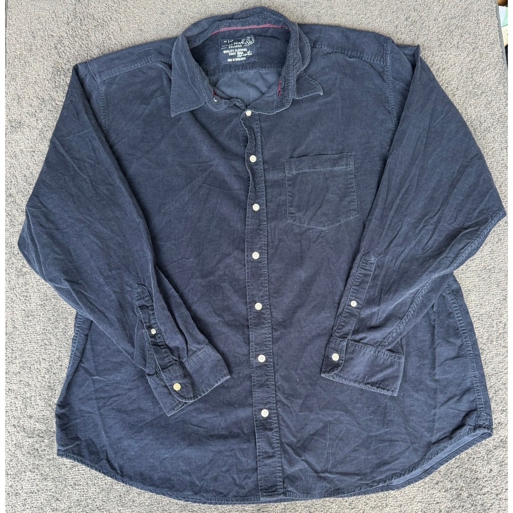 Old Navy Mens XXL Navy‎ Blue Corduroy Long Sleeve Button Down Shirt Cotton